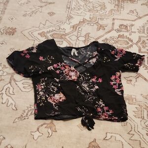 Mudd Floral Crop Blousy Top